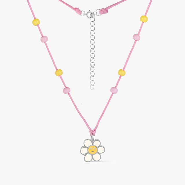 Naszyjnik sznurkowy ze stokrotką