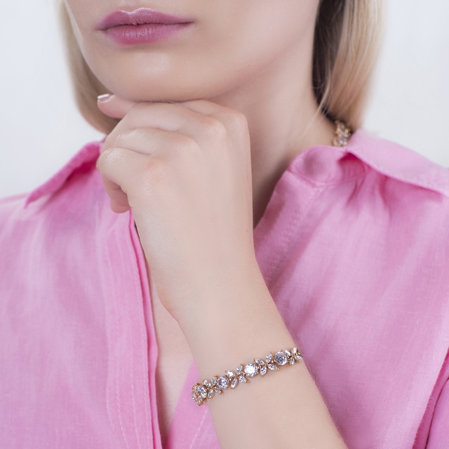 Bransoleta mosiężna z cyrkoniami