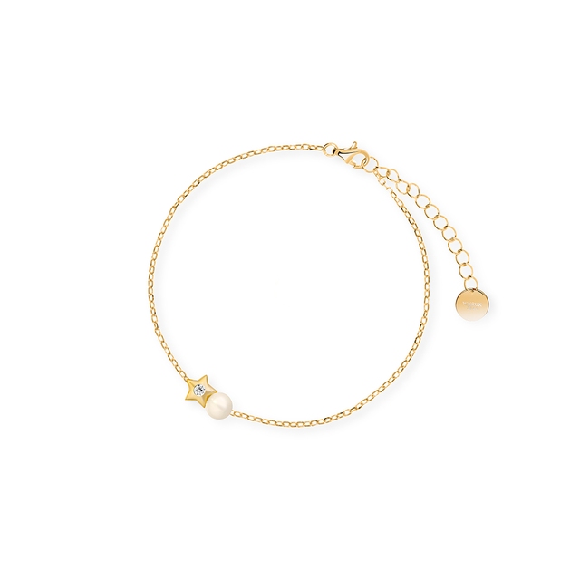 Bransoleta srebrna pozłacana z perłą