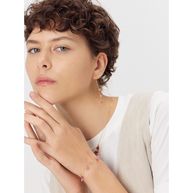 Kolczyki złote z różowymi turmalinami Saint Tropez