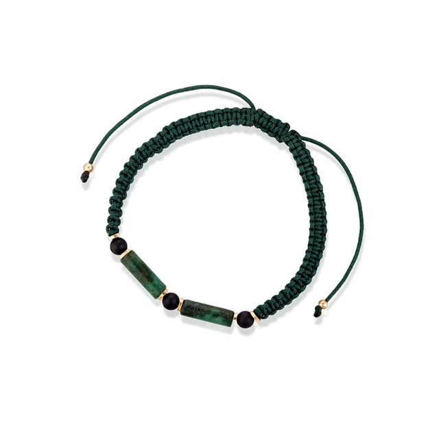Bransoleta sznurkowa z onyksami i jadeitami