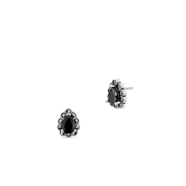 Kolczyki srebrne z czarną cyrkonią