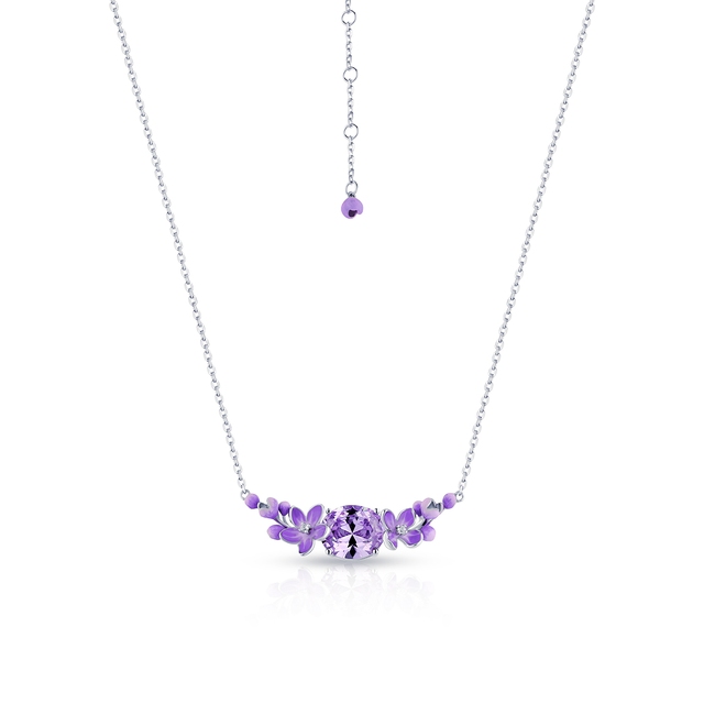 Naszyjnik srebrny Kwiaty Nocy Fioletowy Bez