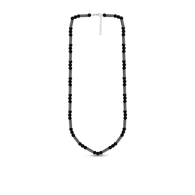 Naszyjnik stalowy z czarnymi kamieniami