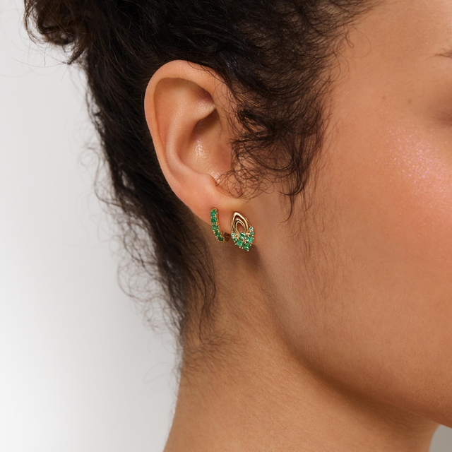 Kolczyki złote ze szmaragdami TRIO
