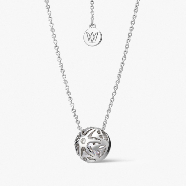 Naszyjnik srebrny z cyrkonią i diamentem laboratoryjnym