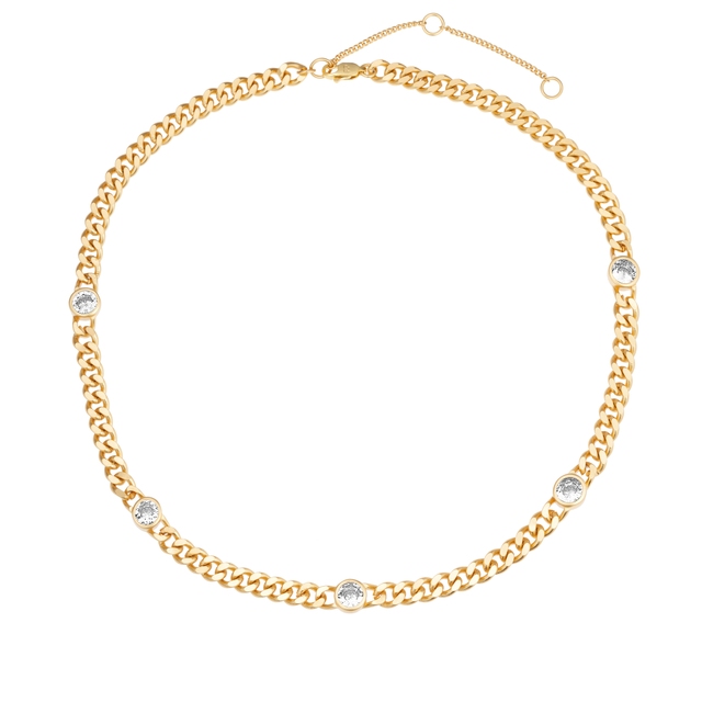 Naszyjnik z mosiądzu i białymi cyrkoniami Boss Babe