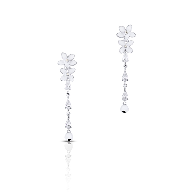 Kolczyki srebrne Kwiaty Nocy Biały Bez