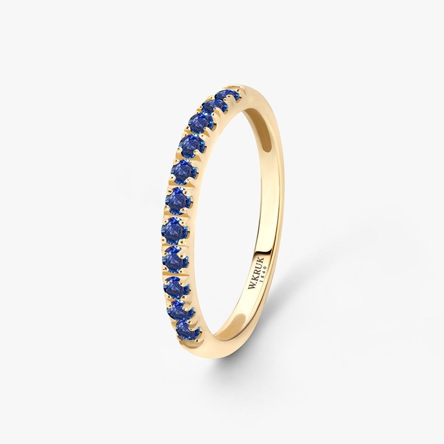 Pierścionek złoty z szafirami TRIO