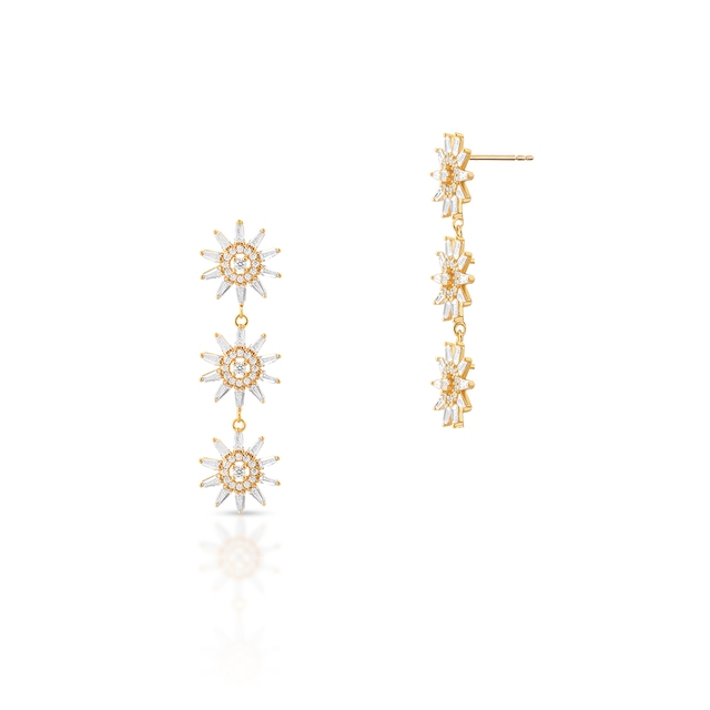 Kolczyki srebrne pozłacane z cyrkoniami