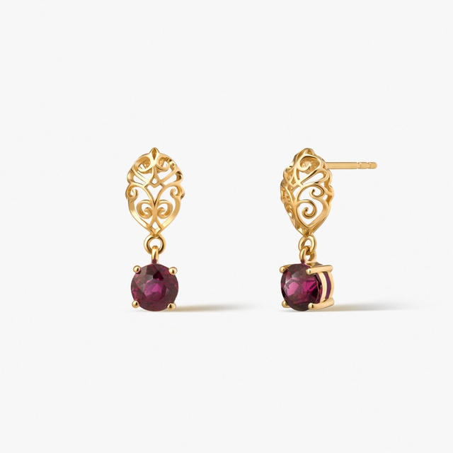 Kolczyki złote z rodolitem Royal Star