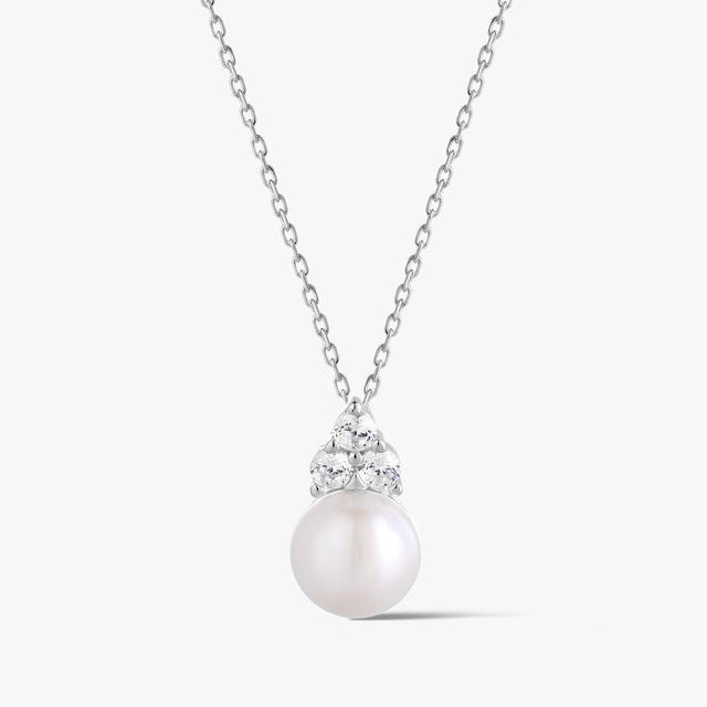 Wisiorek srebrny z perłą i cyrkoniami