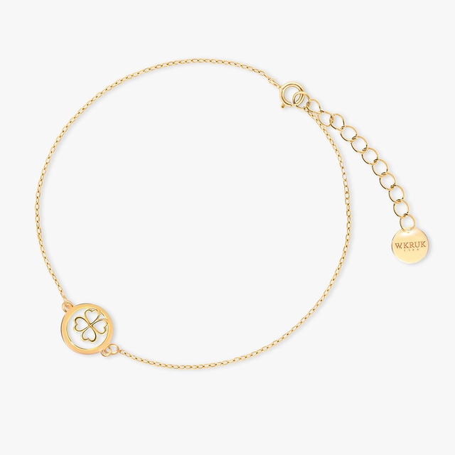 Bransoleta srebrna pozłacana z koniczyną