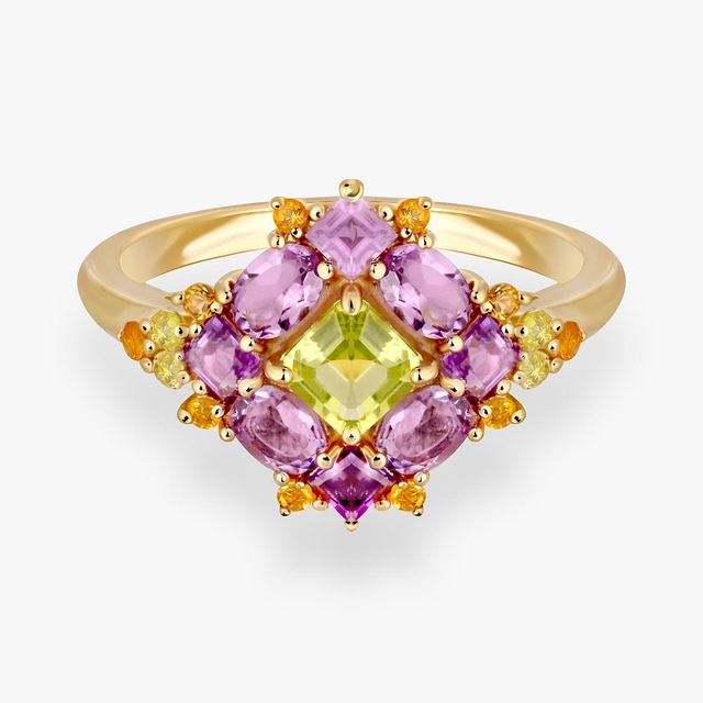 Pierścionek srebrny z ametystami Szekspirowska