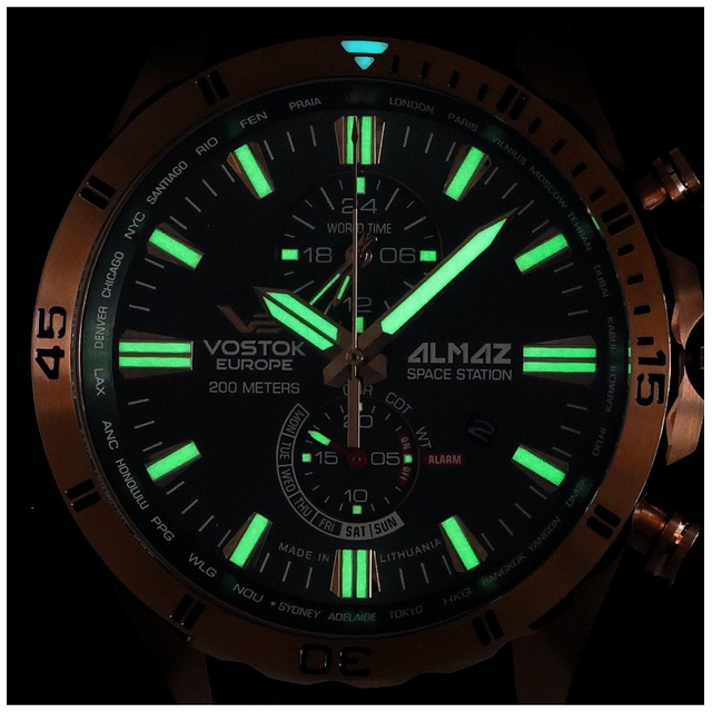 ZEGAREK VOSTOK EUROPE ALMAZ SPACE STATION WORLD TIMER