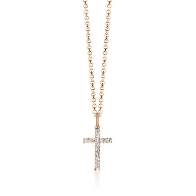 Wisiorek złoty krzyżyk z cyrkoniami