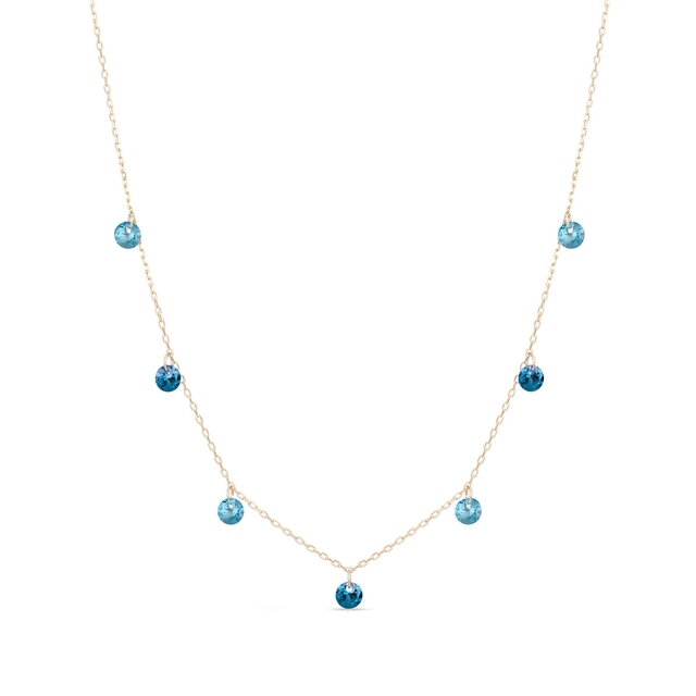 Naszyjnik złoty z niebieskimi cyrkoniami