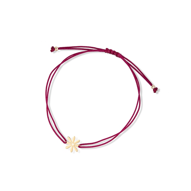 Bransoleta sznurkowa ze złotym kwiatkiem