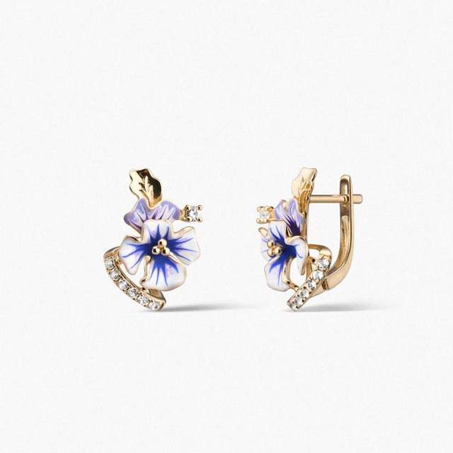 Kolczyki złote Kwiaty Nocy Bratki