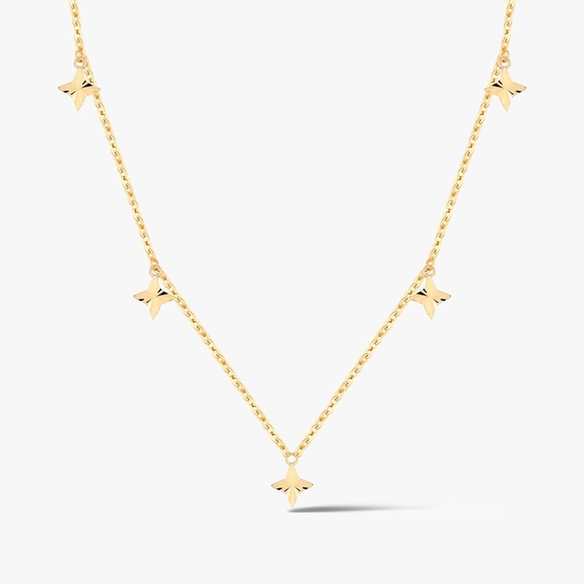 Naszyjnik złoty z wiszącymi gwiazdkami