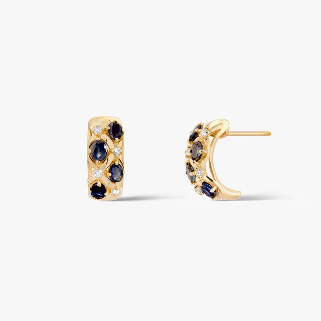 Kolczyki złote z szafirami i diamentami Trio