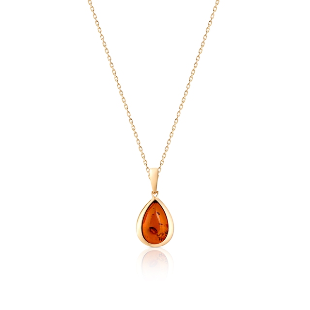 Wisiorek złoty z bursztynem