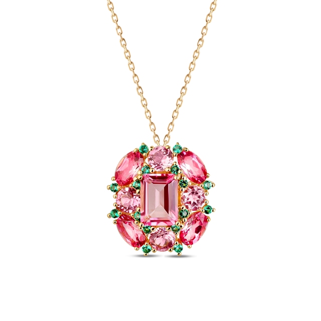 Wisiorek srebrny z różowymi topazami Szekspirowska