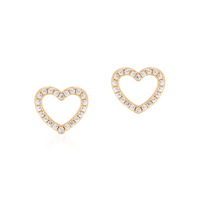 Kolczyki srebrne pozłacane serca z cyrkoniami