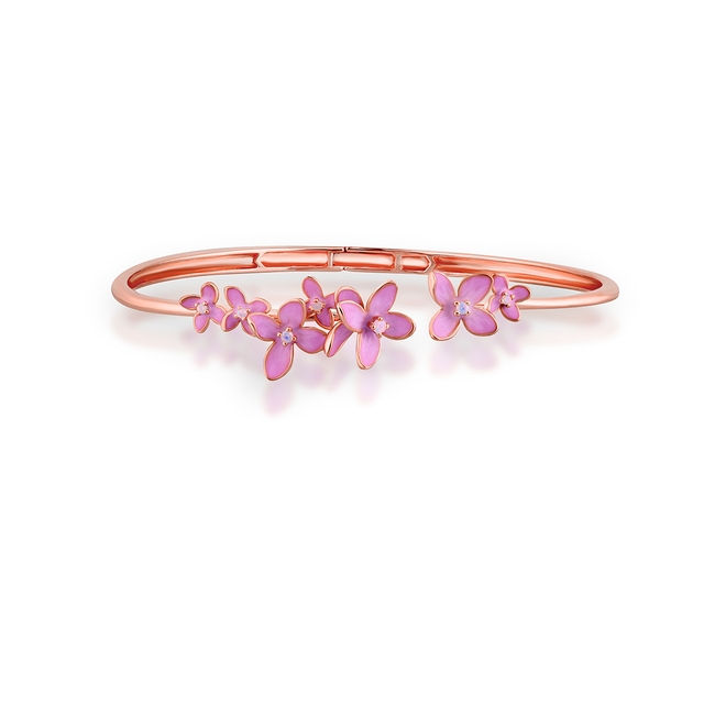 Bransoletka srebrna Kwiaty Nocy Różowy Bez