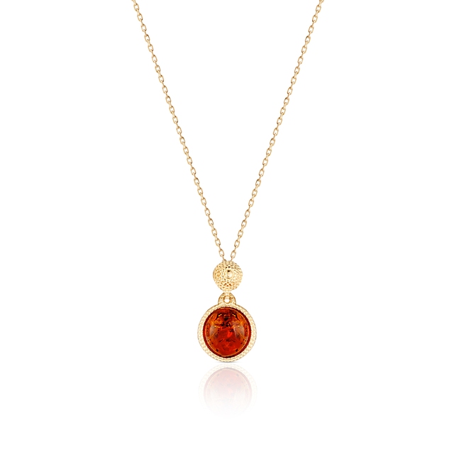 Wisiorek złoty z bursztynem