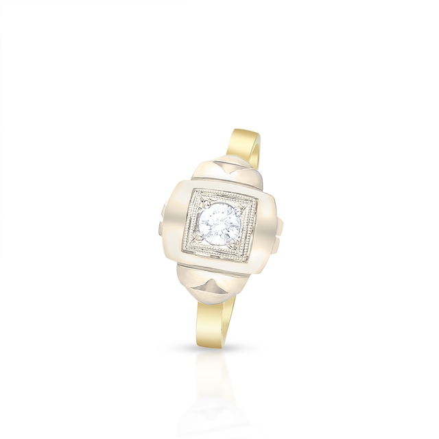 Pierścionek złoty bicolor z brylantem