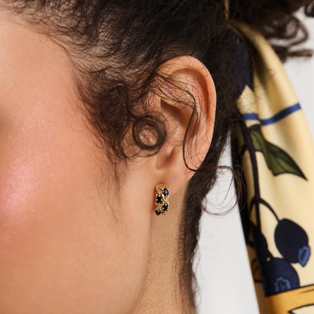 Kolczyki złote z szafirami i diamentami TRIO