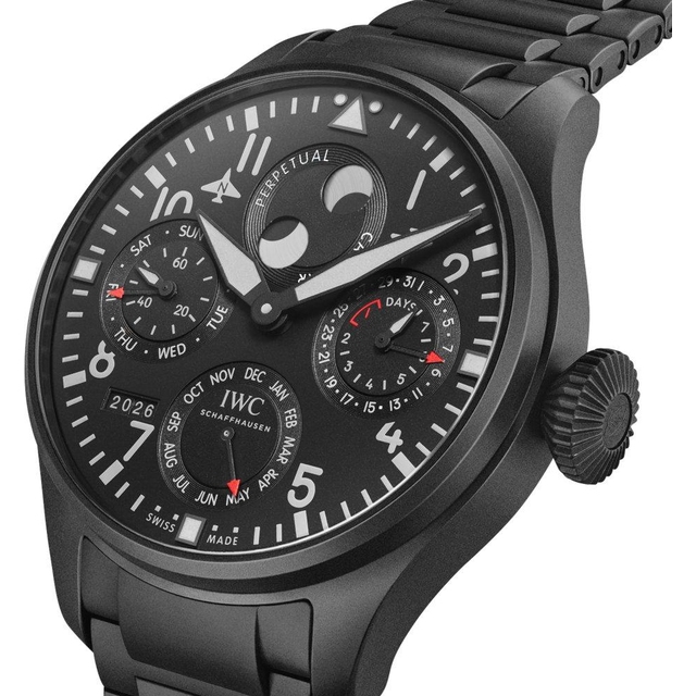 ZEGAREK IWC SCHAFFHAUSEN BIG PILOT'S PERPETUAL CALENDAR TOP GUN CERATANIUM