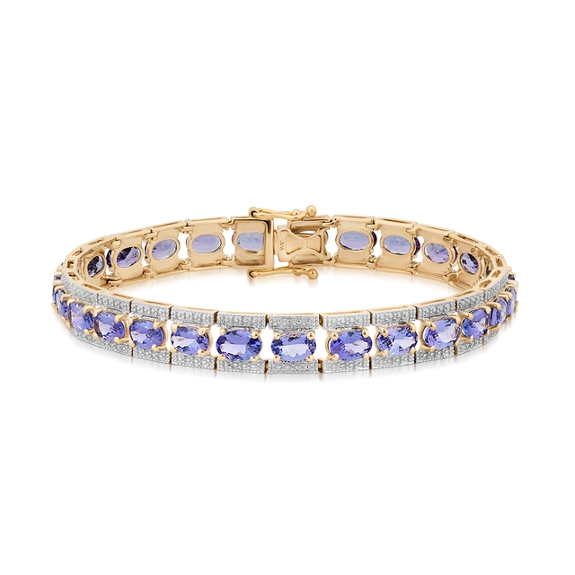 Bransoleta złota z tanzanitami