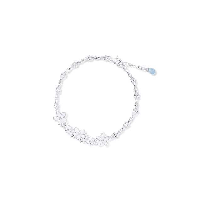 Bransoleta srebrna Kwiaty Nocy Biały Bez