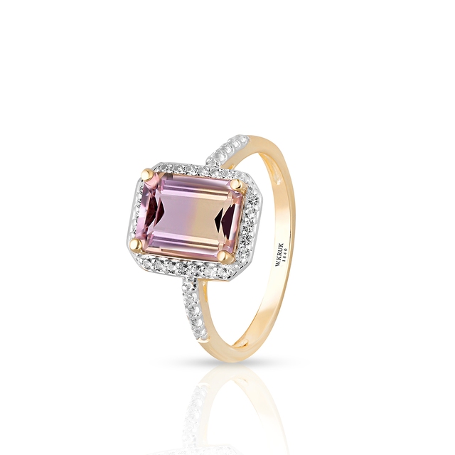 Pierścionek złoty z ametrynem