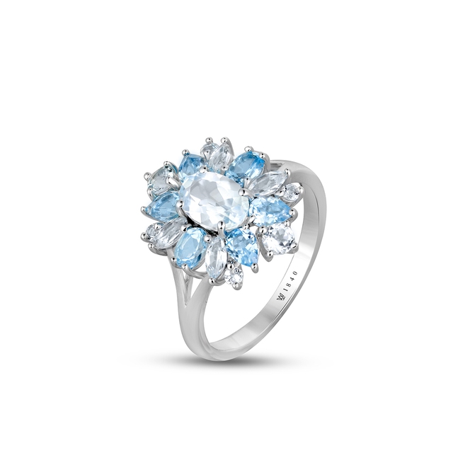 Pierścionek srebrny z topazami Szekspirowska