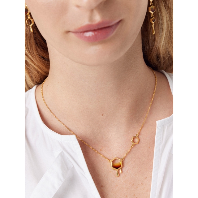 Naszyjnik srebrny z bursztynem Miodowa