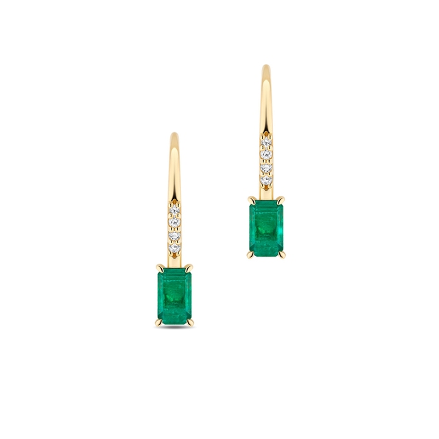 Kolczyki złote ze szmaragdem Trio