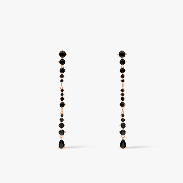 Kolczyki różowe złoto z czarnymi szafirami