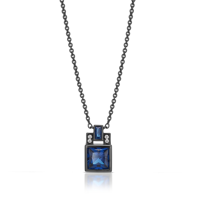 Naszyjnik srebrny z białymi i niebieskimi cyrkoniami METEORY