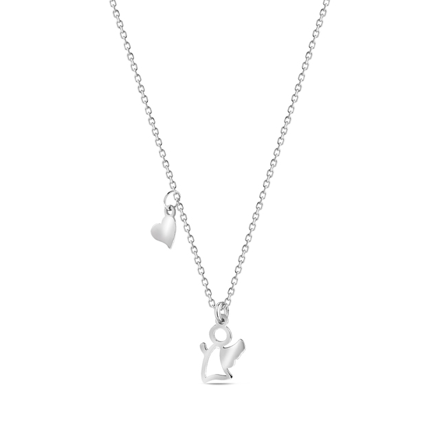 Naszyjnik srebrny z aniołkiem i sercem