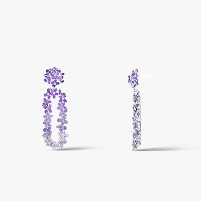 Kolczyki srebrne Kwiaty Nocy Fioletowy Bez