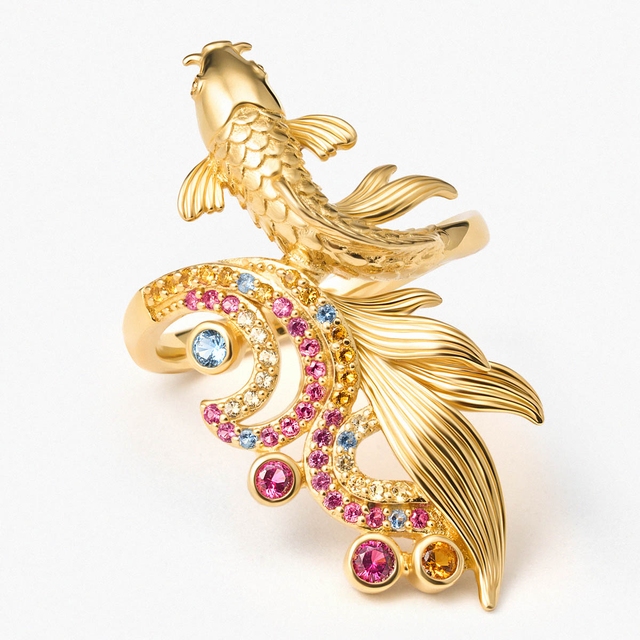 Pierścionek srebrny KOI