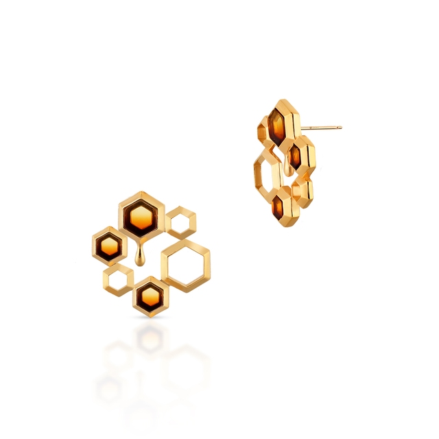 Kolczyki srebrne z bursztynem Miodowa