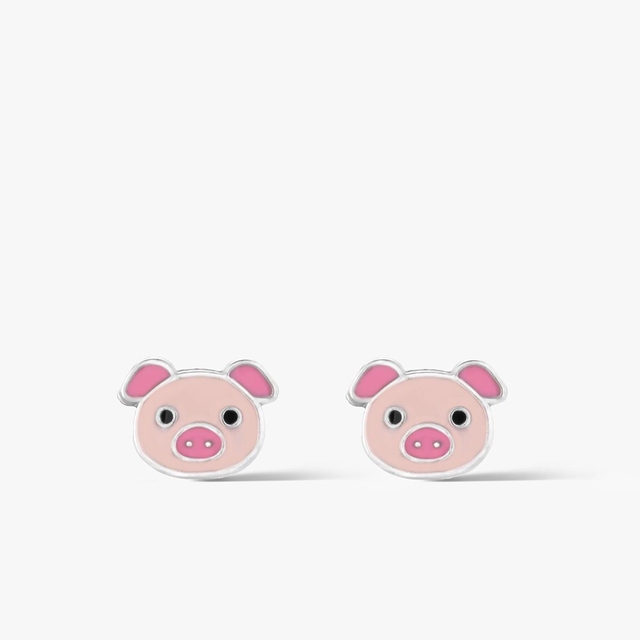 Kolczyki srebrne z motywem świnki