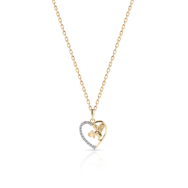 Wisiorek złoty serce anioł