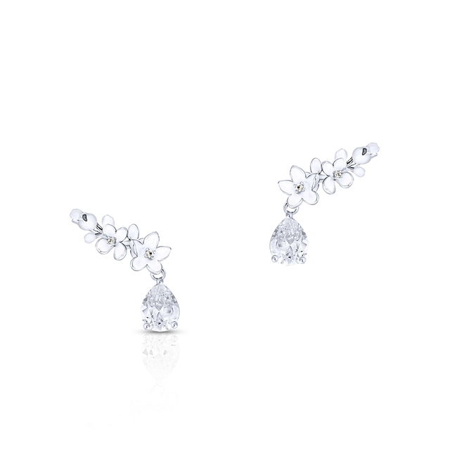 Kolczyki srebrne Kwiaty Nocy Biały Bez