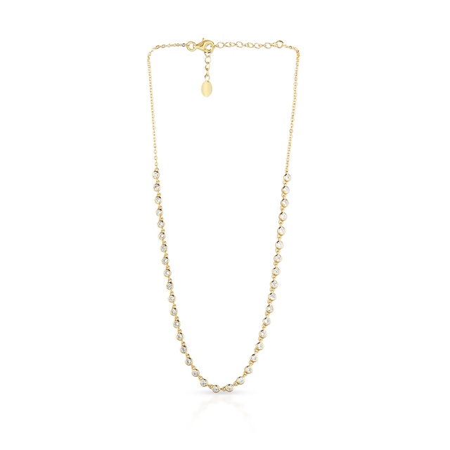 Naszyjnik srebrny pozłacany z cyrkoniami W.KRUK