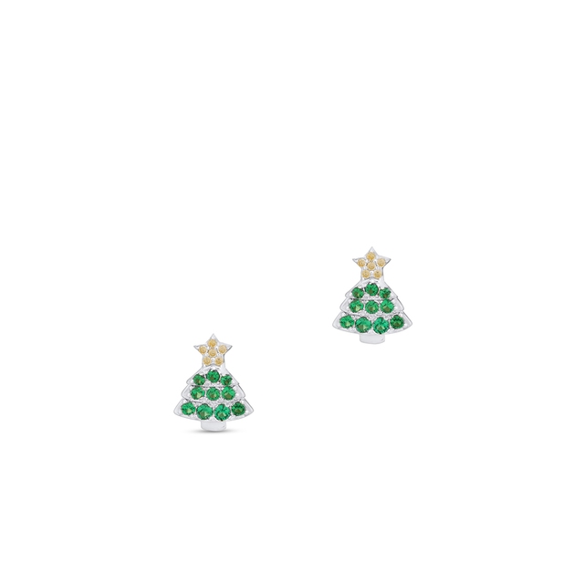 Kolczyki srebrne choinki z gwiazdką